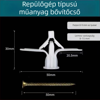 Nylon pillangóexpanziós dübel gipszkartonhoz, expanziós csavar