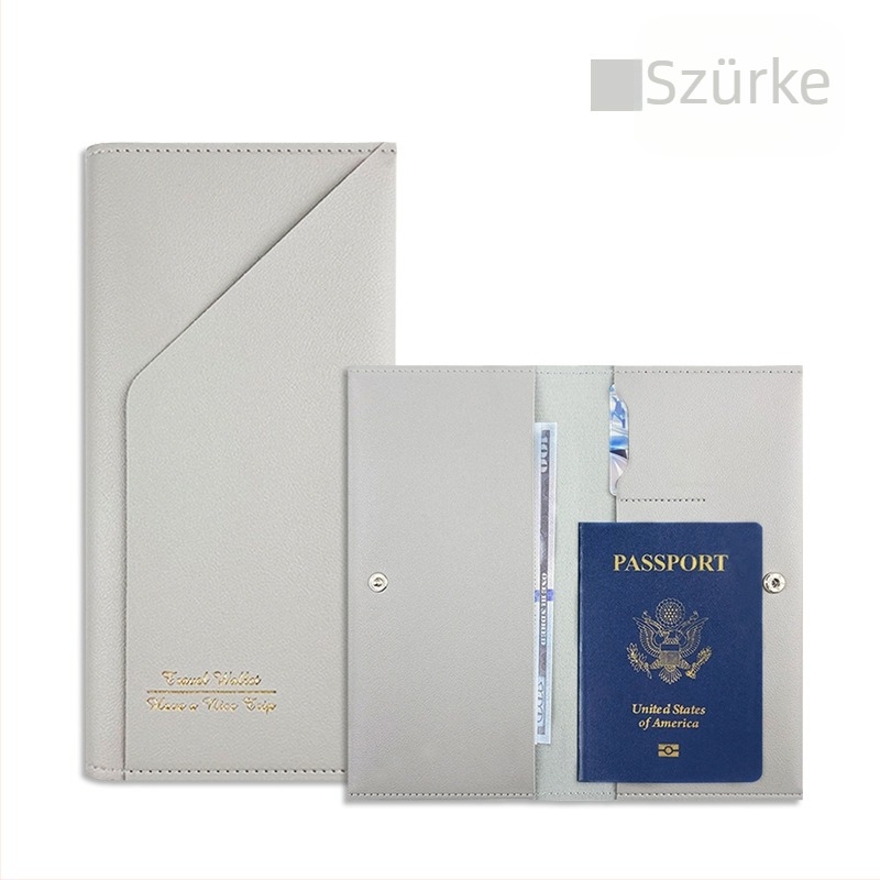 PU bőr utazási és útlevél-dokumentumok táska, 1 hajtásos pénztárca, többfunkciós Passbook tartó és logó testreszabás