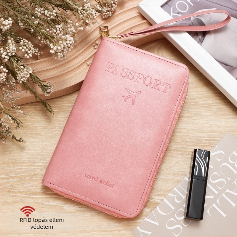 PU utazó útlevél tartó — uniszex utazó szervező, egyszínű minta, poliészter bélés, 2024 tél.