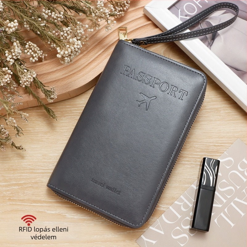 PU utazó útlevél tartó — uniszex utazó szervező, egyszínű minta, poliészter bélés, 2024 tél.
