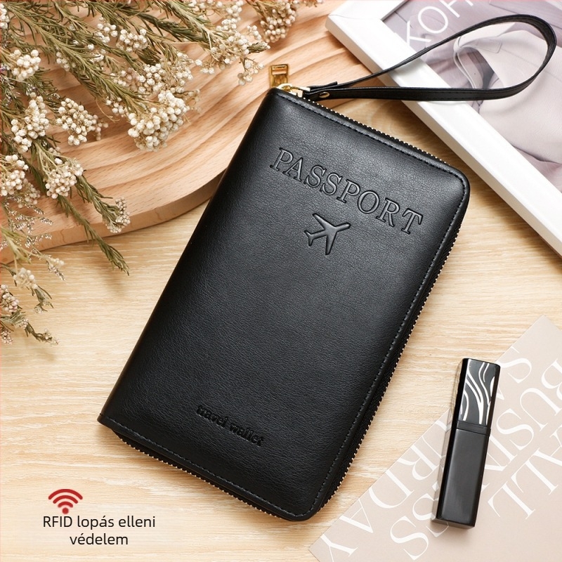 PU utazó útlevél tartó — uniszex utazó szervező, egyszínű minta, poliészter bélés, 2024 tél.