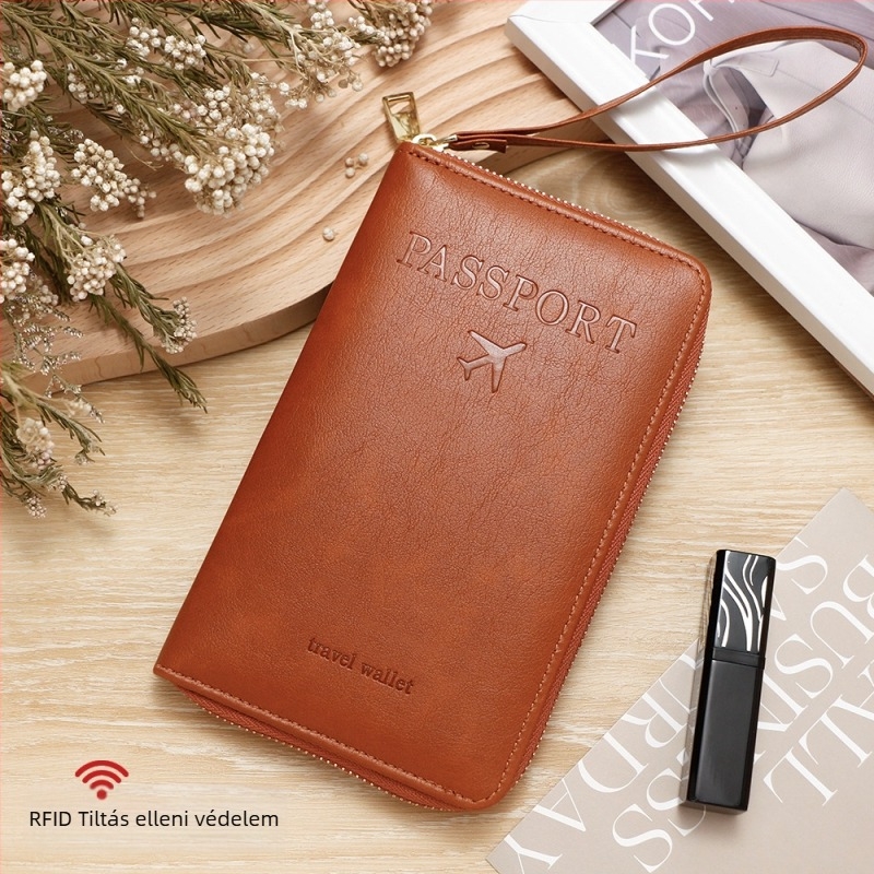 PU utazó útlevél tartó — uniszex utazó szervező, egyszínű minta, poliészter bélés, 2024 tél.