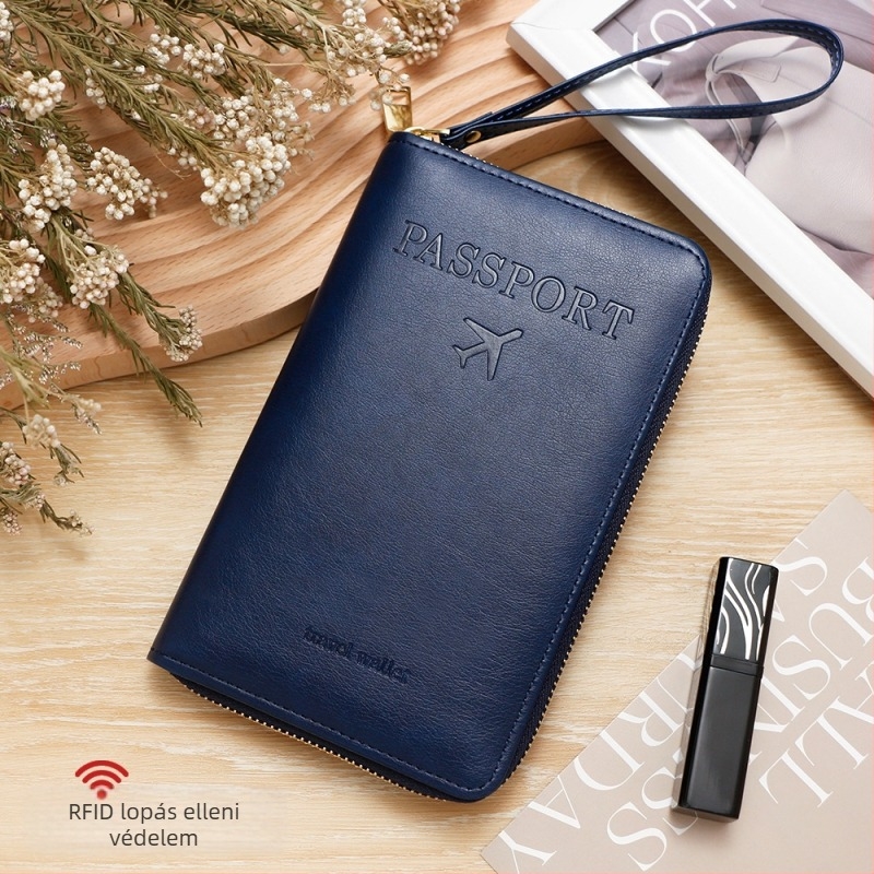 PU utazó útlevél tartó — uniszex utazó szervező, egyszínű minta, poliészter bélés, 2024 tél.
