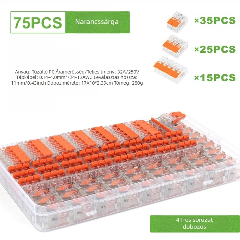 DIY YOU Series 41 gyorscsatlakozós terminálblokkok, 75/76/90 darabos készlet elektromos vezetékekhez