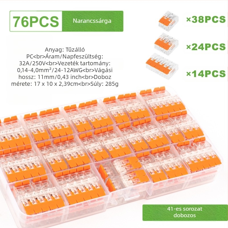 DIY YOU Series 41 gyorscsatlakozós terminálblokkok, 75/76/90 darabos készlet elektromos vezetékekhez