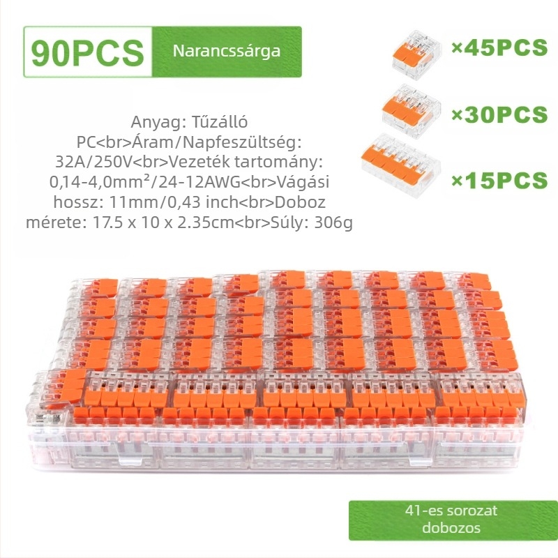 DIY YOU Series 41 gyorscsatlakozós terminálblokkok, 75/76/90 darabos készlet elektromos vezetékekhez