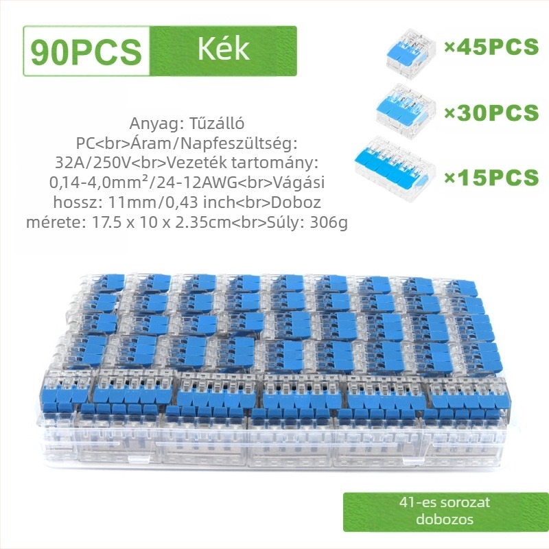 DIY YOU Series 41 gyorscsatlakozós terminálblokkok, 75/76/90 darabos készlet elektromos vezetékekhez