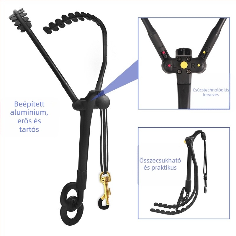 Szaxofon nyakpánt – fém, S-02 modell, masszív kivitel, felnőttek és gyerekek számára, vállpánt