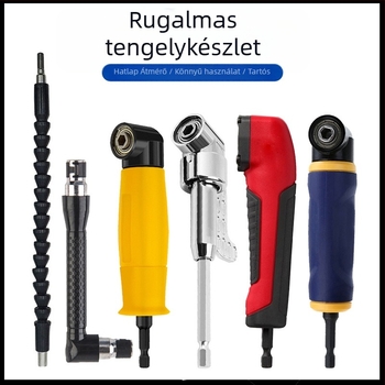 105°-os szögű adapter csavarhúzóhoz hexagonális markolattal és rugalmas tengellyel, ABS műanyagból, a csavarokhoz