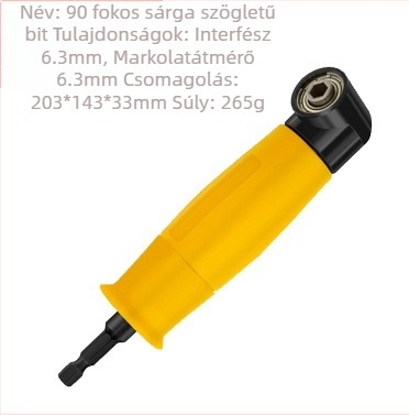 105°-os szögű adapter csavarhúzóhoz hexagonális markolattal és rugalmas tengellyel, ABS műanyagból, a csavarokhoz