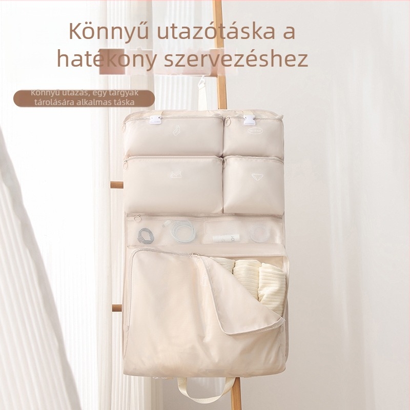 Akasztós utazótároló táska, poliészter, egyszerű modern stílus, fehérnemű és ruhák számára