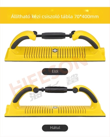 Kézi csiszolódeszka állítható téglalap alakú csiszolóval, csiszoláshoz, polírozáshoz és száraz csiszoláshoz, porelszívó rendszerrel.