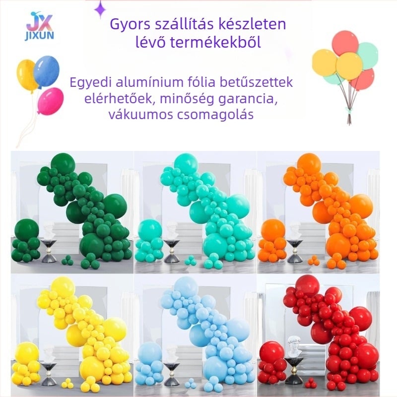 Latex ballon girland, 70 db, kerek formájú balonok esküvői és születésnapi dekorációhoz