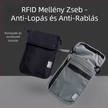 Vízálló útlevél tasak RFID védelemmel, utazási dokumentumok rendezője, nylonból készült messenger táska, modell 016