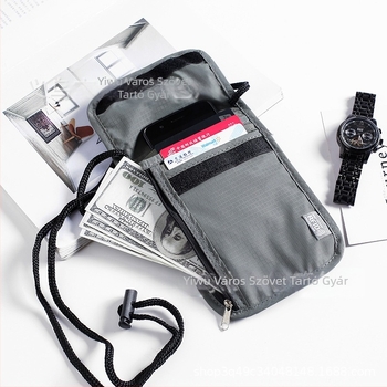 Vízálló útlevél tasak RFID védelemmel, utazási dokumentumok rendezője, nylonból készült messenger táska, modell 016