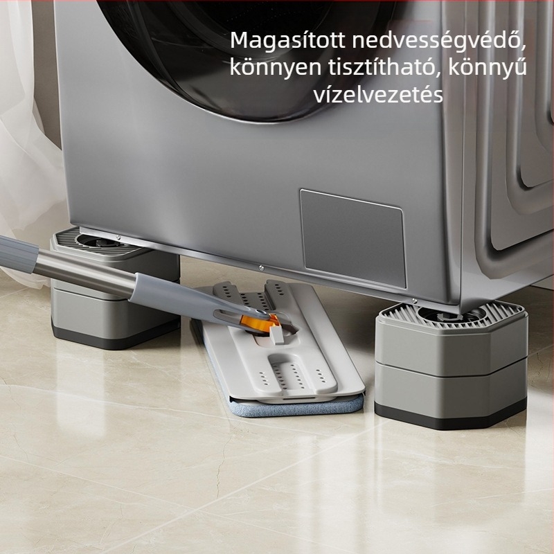 Mosógép és hűtőszekrény láb alátámasztó – csúszásmentes, állítható, mozgatható, szerelés nélkül, műanyag