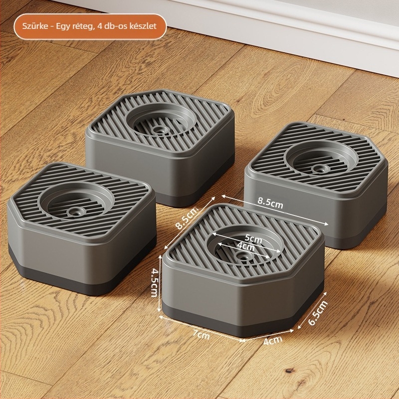 Mosógép és hűtőszekrény láb alátámasztó – csúszásmentes, állítható, mozgatható, szerelés nélkül, műanyag