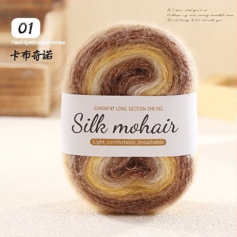 Mohair gyapjúfonal gömb, 50 g, gradientes színátmenet, kézi kötéshez pulóverek és sálak