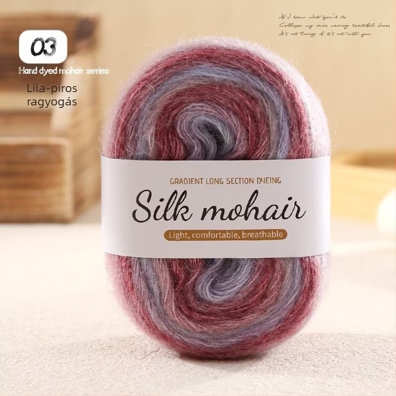 Mohair gyapjúfonal gömb, 50 g, gradientes színátmenet, kézi kötéshez pulóverek és sálak