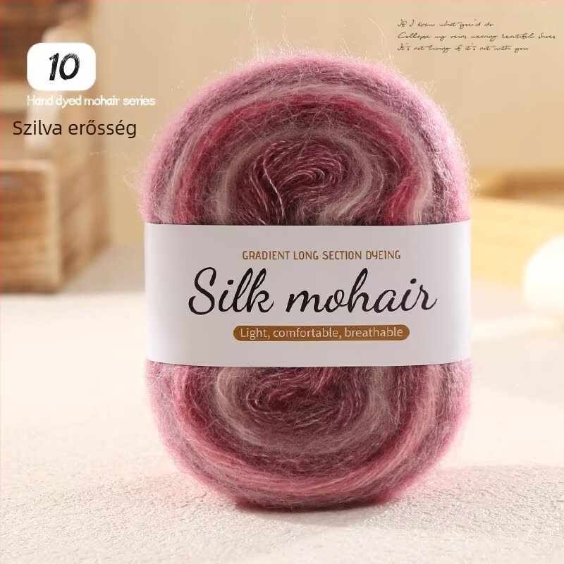 Mohair gyapjúfonal gömb, 50 g, gradientes színátmenet, kézi kötéshez pulóverek és sálak