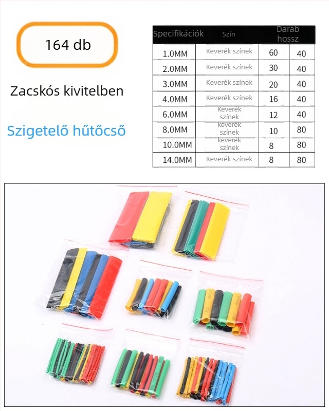 Hőzsugorcső vízálló szigetelő hüvely kábelekhez és adatkábelekhez (PP; gépjavításra)