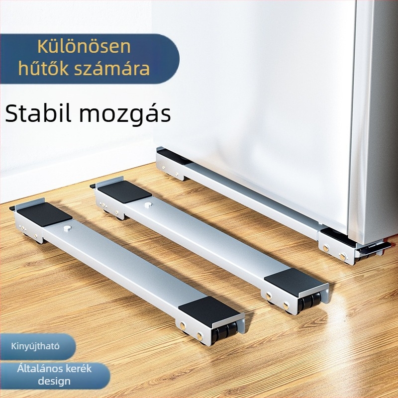 Mosógép alátámasztó keret rezgésbiztos magasságállítású, mozgatható univerzális kerekekkel