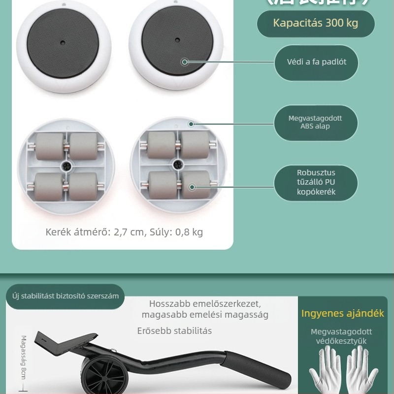 Mosógép alátámasztó keret rezgésbiztos magasságállítású, mozgatható univerzális kerekekkel