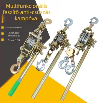 Japán stílusú kézi acélhuzalos feszítő, dupla kampóval, többfunkciós reteszelő húzó villanyszerelőknek