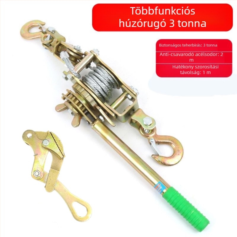 Japán stílusú kézi acélhuzalos feszítő, dupla kampóval, többfunkciós reteszelő húzó villanyszerelőknek