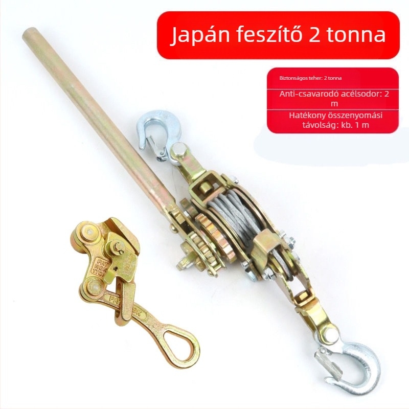 Japán stílusú kézi acélhuzalos feszítő, dupla kampóval, többfunkciós reteszelő húzó villanyszerelőknek