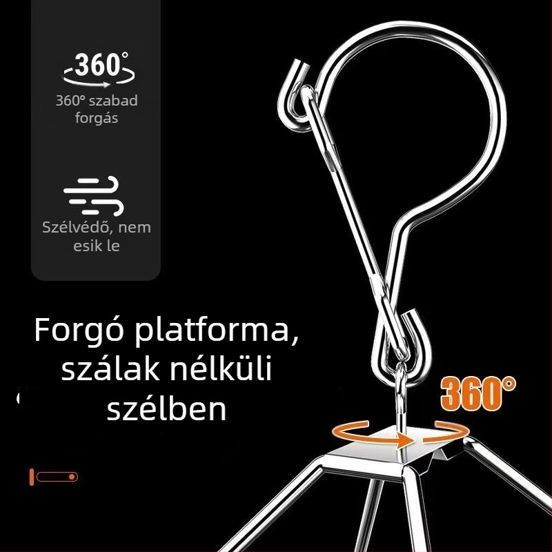 Rozsdamentes acél zokniszárító állvány, fix, kör alakú klipszes típus, modell: Rozsdamentes acél zokniszárító