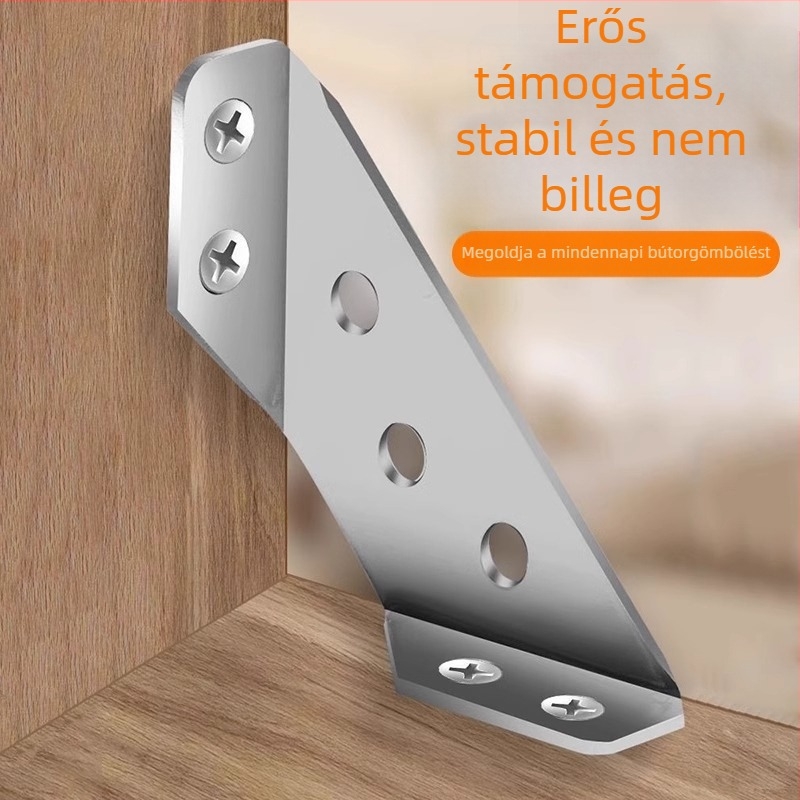 Booluo Többfunkciós saroklemez polcokhoz — rozsdamentes acél, Modell: Multi-purpose angle bracket cz, Elektroplakolás, Modern minimalista dizájn