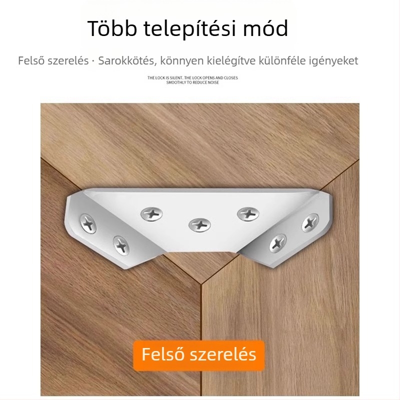 Booluo Többfunkciós saroklemez polcokhoz — rozsdamentes acél, Modell: Multi-purpose angle bracket cz, Elektroplakolás, Modern minimalista dizájn