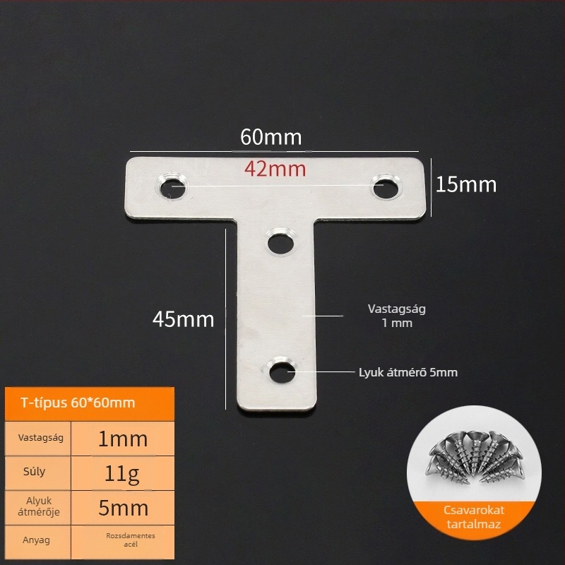 Booluo Többfunkciós saroklemez polcokhoz — rozsdamentes acél, Modell: Multi-purpose angle bracket cz, Elektroplakolás, Modern minimalista dizájn