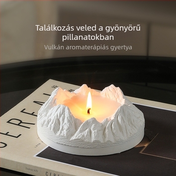 Vulkáni aromaterápiás gyertya – Anyag: gipsz + szója; Gyertyatípus: aromaterápiás gyertya; Alak: vulkanikus