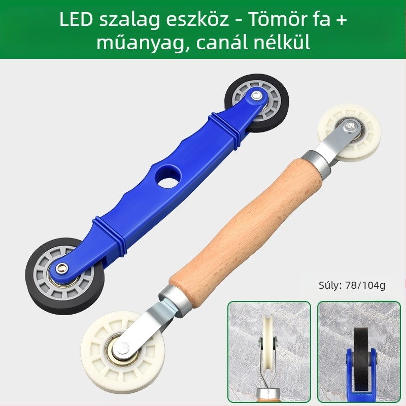 LED szalag szerelőeszköz keményfa nyomókerékkel alacsony feszültségű szalagokhoz, univerzális LED-szalagokhoz, kézi működés, CE tanúsítvány