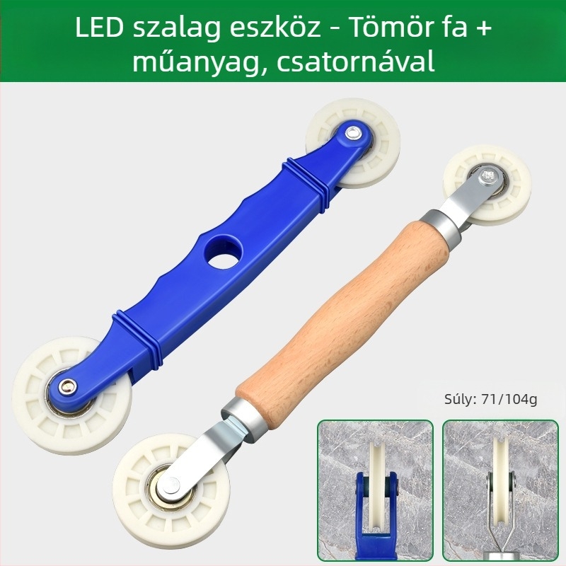 LED szalag szerelőeszköz keményfa nyomókerékkel alacsony feszültségű szalagokhoz, univerzális LED-szalagokhoz, kézi működés, CE tanúsítvány