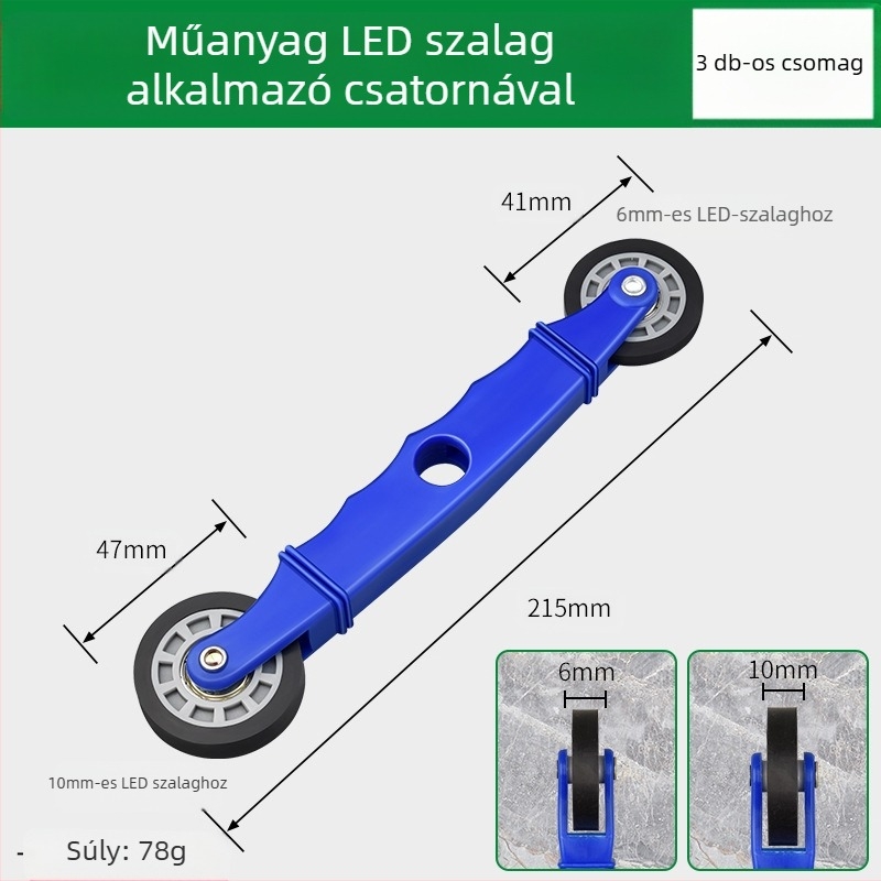 LED szalag szerelőeszköz keményfa nyomókerékkel alacsony feszültségű szalagokhoz, univerzális LED-szalagokhoz, kézi működés, CE tanúsítvány