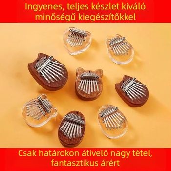 Sarah 8-tónusú kalimba – kompakt, hordozható ujjkalimba papírdobozos csomagolással, gyöngyös nyakpánttal és fém lánccal