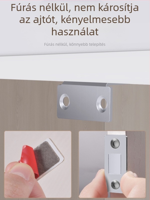 Háztartási ajtó mágneses záróeszköz — acél testtel és erős mágnessel; márka 5sebuy/woodburg; modern minimalista stílus