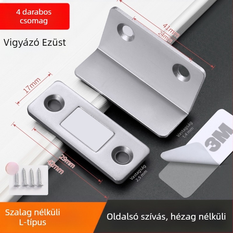 Háztartási ajtó mágneses záróeszköz — acél testtel és erős mágnessel; márka 5sebuy/woodburg; modern minimalista stílus
