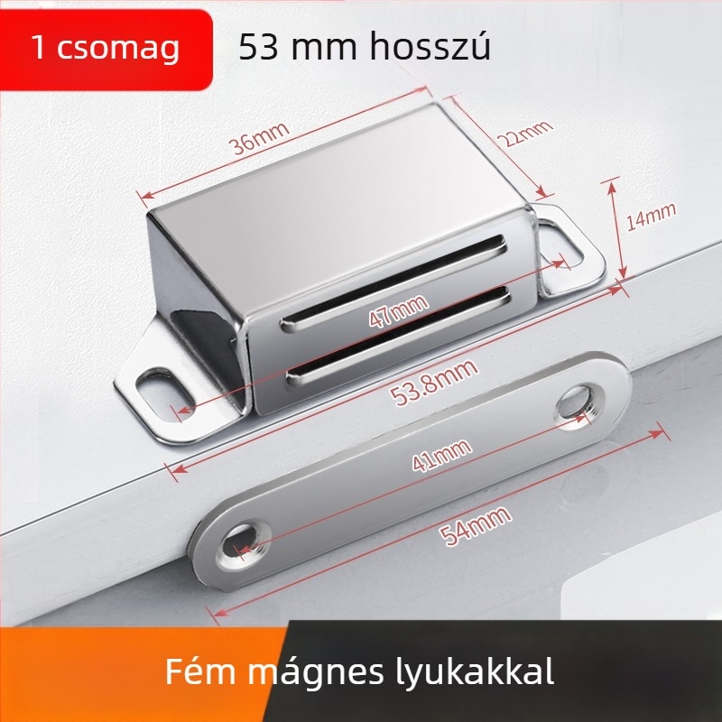 Háztartási ajtó mágneses záróeszköz — acél testtel és erős mágnessel; márka 5sebuy/woodburg; modern minimalista stílus