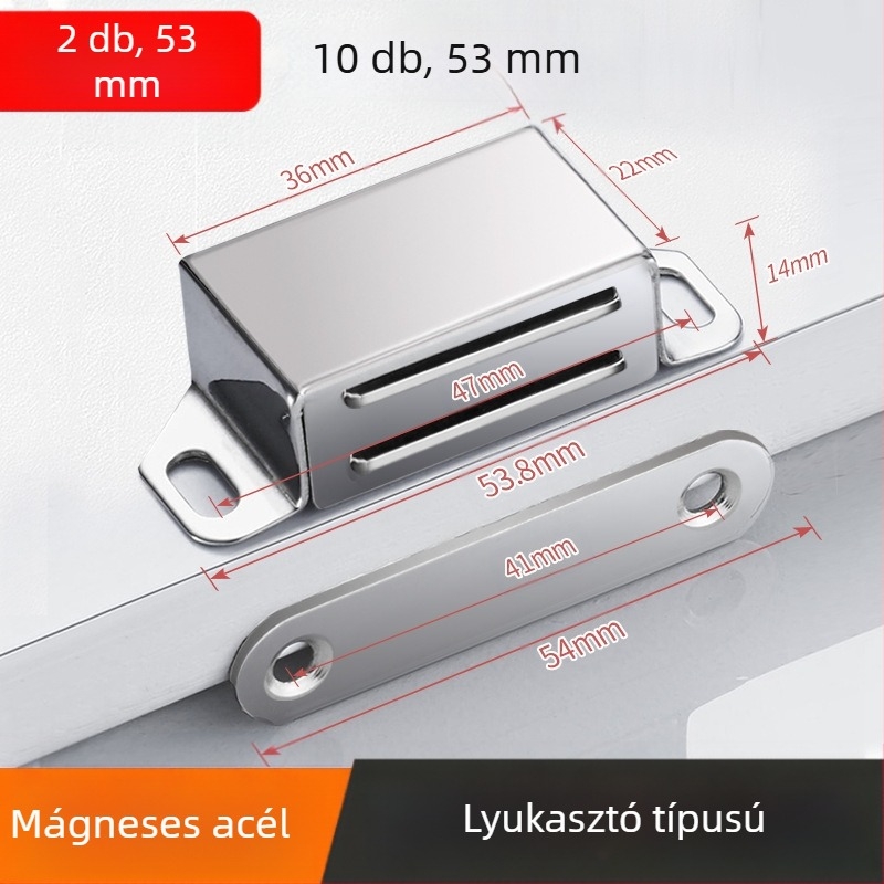 Háztartási ajtó mágneses záróeszköz — acél testtel és erős mágnessel; márka 5sebuy/woodburg; modern minimalista stílus