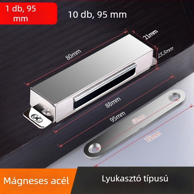 Háztartási ajtó mágneses záróeszköz — acél testtel és erős mágnessel; márka 5sebuy/woodburg; modern minimalista stílus