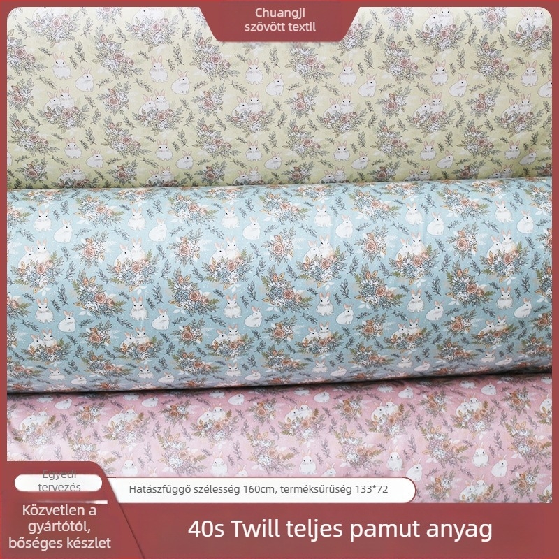 Amerikai sorozat: 40s twill pamut anyag babaruha-hoz – apró virágos minta, ragasztó nyomás, 100% pamut
