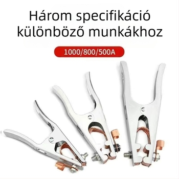 Argon ívhegesztéshez földelőcsipesz, 500–1000 A, vastagabb kivitel, pneumatikus működtetés, forró levegővel és infravörös sugárzással történő melegítés