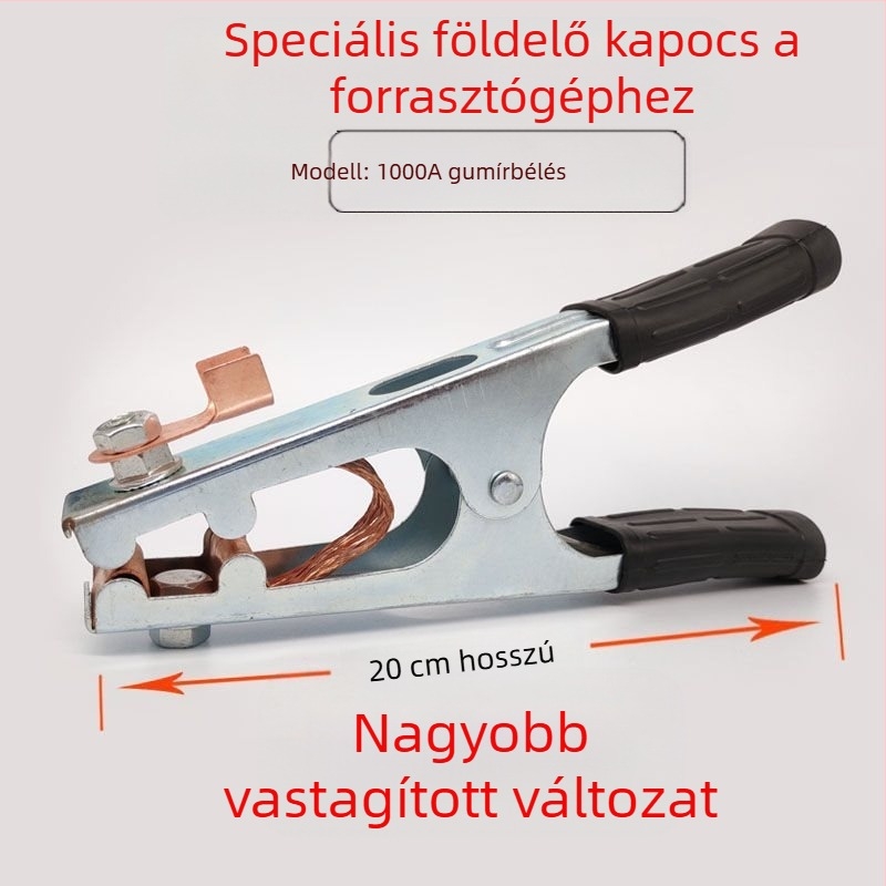 Argon ívhegesztéshez földelőcsipesz, 500–1000 A, vastagabb kivitel, pneumatikus működtetés, forró levegővel és infravörös sugárzással történő melegítés