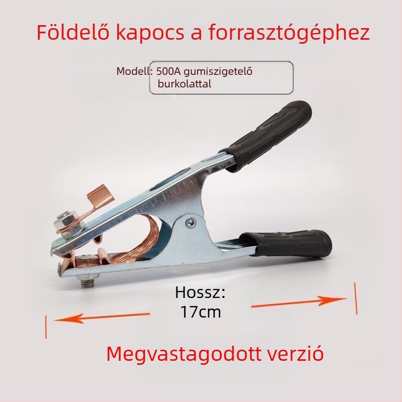 Argon ívhegesztéshez földelőcsipesz, 500–1000 A, vastagabb kivitel, pneumatikus működtetés, forró levegővel és infravörös sugárzással történő melegítés