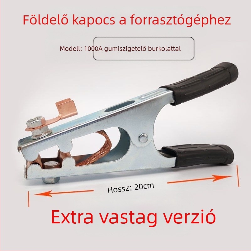 Argon ívhegesztéshez földelőcsipesz, 500–1000 A, vastagabb kivitel, pneumatikus működtetés, forró levegővel és infravörös sugárzással történő melegítés