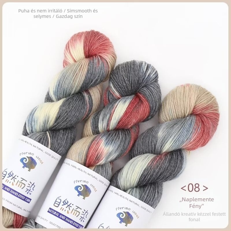 Dopamine kézzel festett gyapjúfonal, 100 g, anti-pill, meleg, csavart fonal, Good Color